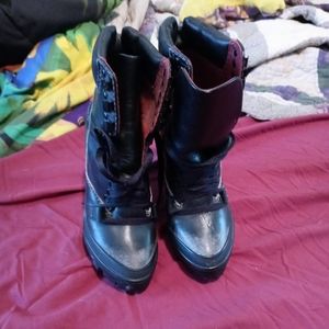 Diesel black high wedge distressed heels BNWOT tags or box